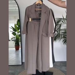 Long Trench Coat Style 2-Pcs Winter Co-Ord Set. WWTS-08 Long Trench Coat Style 2-Pcs Winter Co-Ord Set. WWTS-08