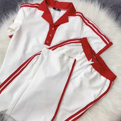 White Contrast Collar Style Western 2-Pcs Summer Dry-Fit Tracksuit For Her. WSTS-01 White Contrast Collar Style Western 2-Pcs Summer Dry-Fit Tracksuit For Her. WSTS-01