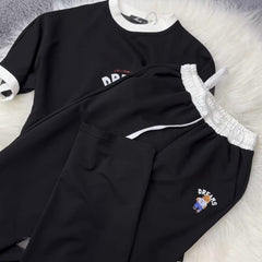 Black Bear Dreams Drop-Shoulder Style 2-Pcs Summer Dry-Fit Tracksuit For Her. WSTS-02 Black Bear Dreams Drop-Shoulder Style 2-Pcs Summer Dry-Fit Tracksuit For Her. WSTS-02