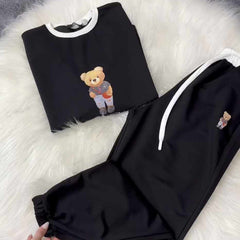 Black Bear Going Drop-Shoulder Style 2-Pcs Summer Dry-Fit Tracksuit For Her. WSTS-03 Black Bear Going Drop-Shoulder Style 2-Pcs Summer Dry-Fit Tracksuit For Her. WSTS-03