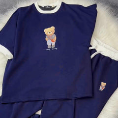 Blue Bear Going Drop-Shoulder Style 2-Pcs Summer Dry-Fit Tracksuit For Her. WSTS-03 Blue Bear Going Drop-Shoulder Style 2-Pcs Summer Dry-Fit Tracksuit For Her. WSTS-03