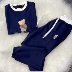 Blue Bear Going Drop-Shoulder Style 2-Pcs Summer Dry-Fit Tracksuit For Her. WSTS-03 Blue Bear Going Drop-Shoulder Style 2-Pcs Summer Dry-Fit Tracksuit For Her. WSTS-03