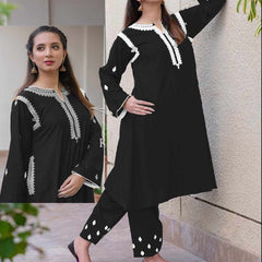 Tomato Pocket Style Thread Embroidery 2-Pcs Stiched Suit. Tomato Pocket Style Thread Embroidery 2-Pcs Stiched Suit.