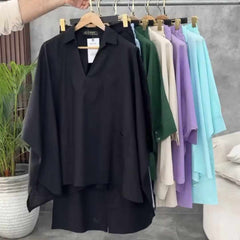 Batwing V-Collar Style Turkish 2-Pcs Stiched Co-Ord Set. Batwing V-Collar Style Turkish 2-Pcs Stiched Co-Ord Set.