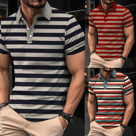 Bundle Of 3 Dry-Fit 3D Stripe Printed Style Half-Sleeve Polo Summer Tshirt's. MS3DP-102+105+107