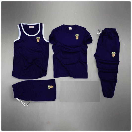 Blue Dollar-Capture Logo Printed Bundle Of 4 Dry-Fit Complete Summer Deal.