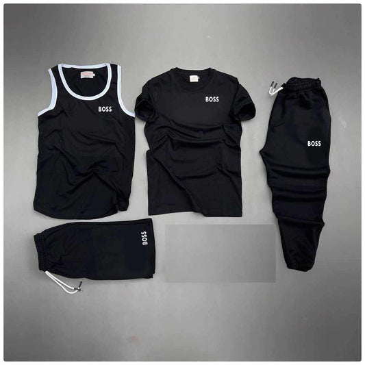 Black Boss Logo Printed Bundle Of 4 Dry-Fit Complete Summer Deal.