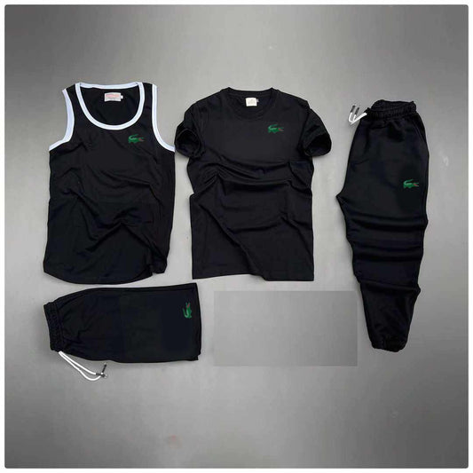 Black Green-Croc Logo Printed Bundle Of 4 Dry-Fit Complete Summer Deal.