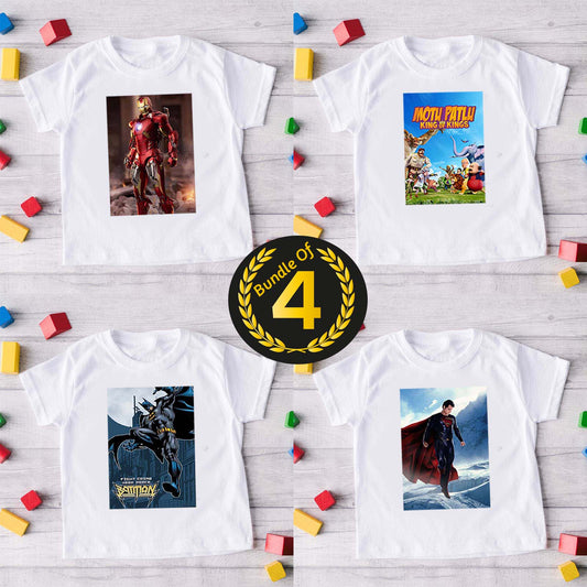 Bundle of 4 White Baby Boy 3D Printed Summer Tshirt's.