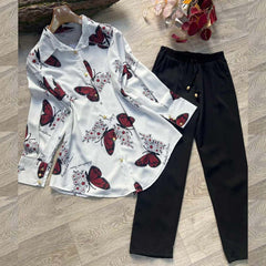 Butterfly Printed 2-Pcs Turkish Co-Ord Set For Winter's. Butterfly Printed 2-Pcs Turkish Co-Ord Set For Winter's.
