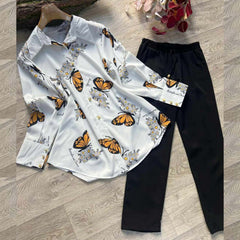 Butterfly Printed 2-Pcs Turkish Co-Ord Set For Winter's. Butterfly Printed 2-Pcs Turkish Co-Ord Set For Winter's.