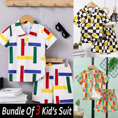 Bundle Of 3 All-Over 3D Printed 2-Pcs Summer Suit For Kids. D-01+02+05 Bundle Of 3 All-Over 3D Printed 2-Pcs Summer Suit For Kids. D-01+02+05