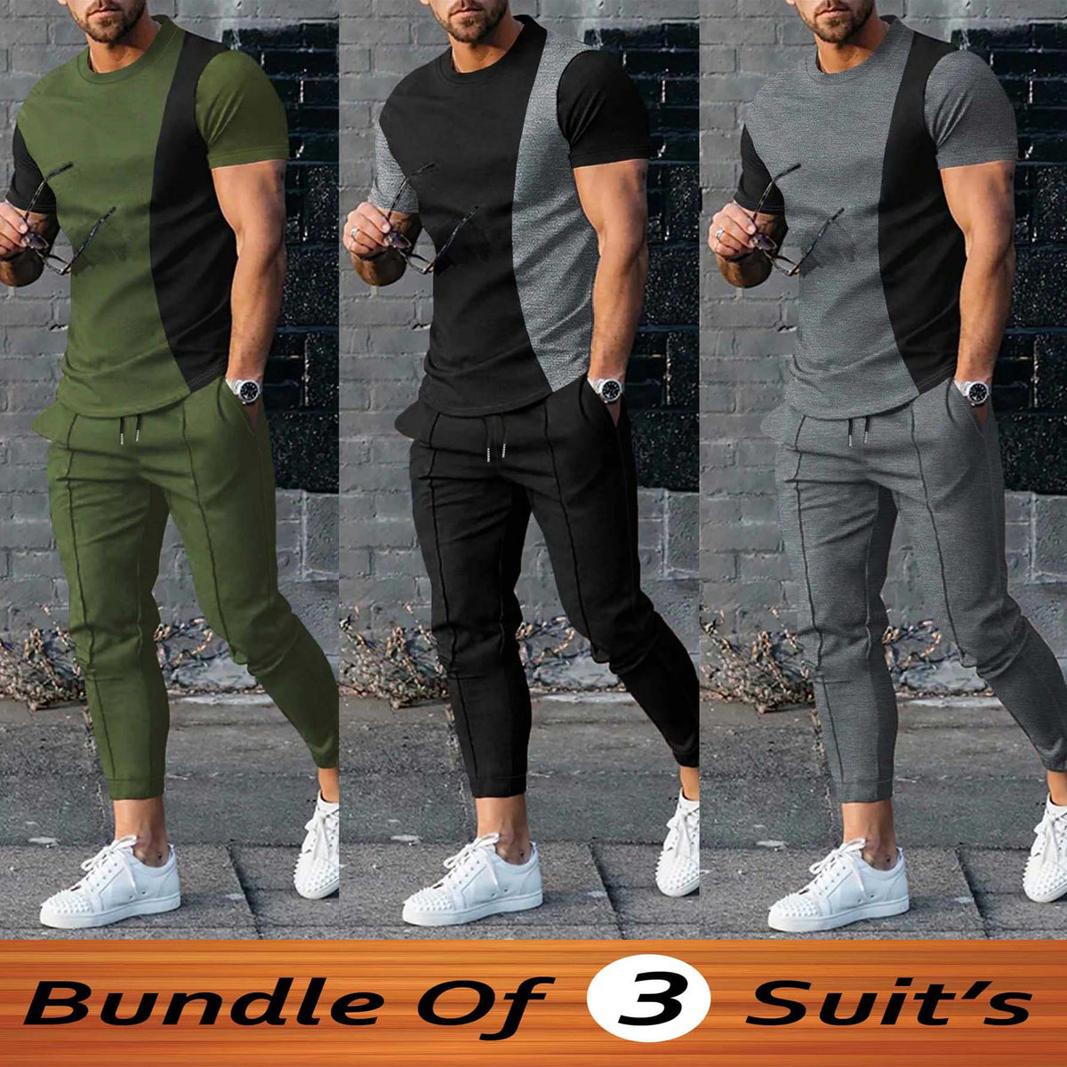 Bundle Of 3 Contrast Patch-Work Pintex Style 2-Pcs Summer Suit. Deal-12 (Clearance-Sale)