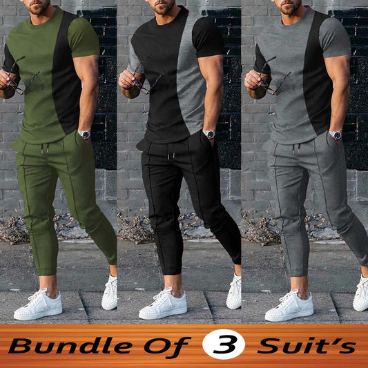 Bundle Of 3 Contrast Patch-Work Pintex Style 2-Pcs Summer Suit. Deal-12 (Clearance-Sale)