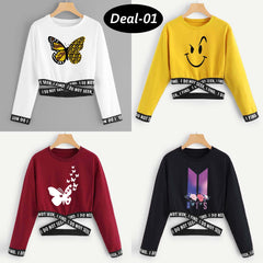 Bundle Of 4 Short Length Style R-Neck F-Sleeve Printed Tee. D1 Bundle Of 4 Short Length Style R-Neck F-Sleeve Printed Tee. D1