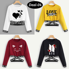 Bundle Of 4 Short Length Style R-Neck F-Sleeve Printed Tee. D1 Bundle Of 4 Short Length Style R-Neck F-Sleeve Printed Tee. D1