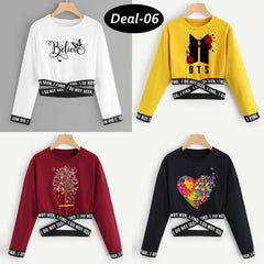 Bundle Of 4 Short Length Style R-Neck F-Sleeve Printed Tee. D1 Bundle Of 4 Short Length Style R-Neck F-Sleeve Printed Tee. D1