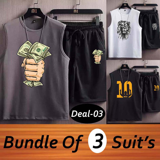 Bundle Of 3 Casual Wear 2-Pcs Summer Suit. Deal-03 (Clearance-Sale)