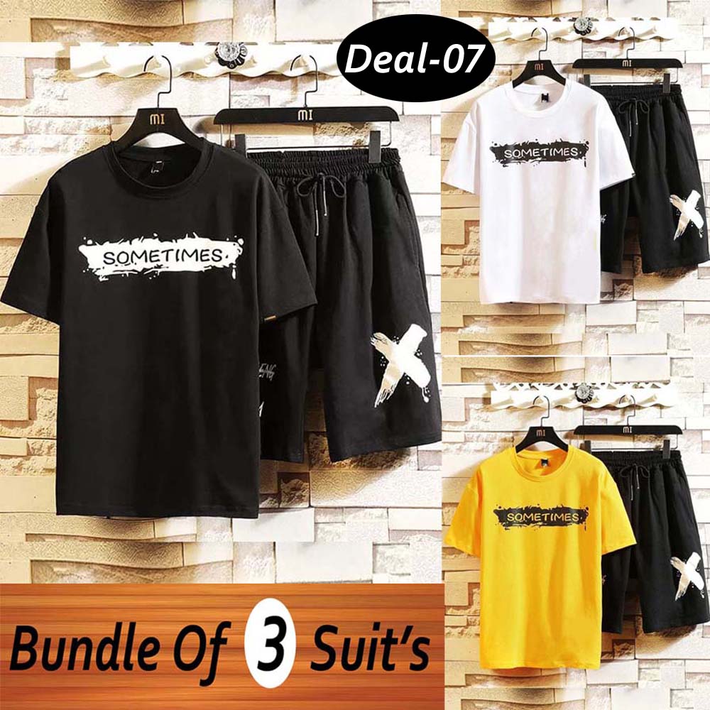 Bundle Of 3 Casual Wear 2-Pcs Summer Suit. Deal-07 (Clearance-Sale)