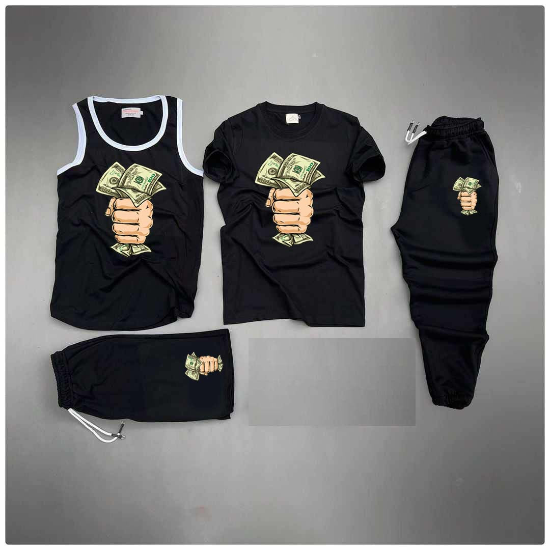 Black Dollar Capture Printed Bundle Of 4 Dry-Fit Complete Summer Deal.