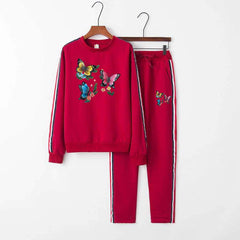 RED Multi-Stripe Style 2-Pcs Summer Suit For Her. RED Multi-Stripe Style 2-Pcs Summer Suit For Her.