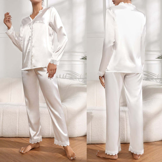 Imported Lace Style 2-Pcs Silk Nightsuit. D-7