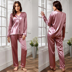 Imported Lace Style 2-Pcs Silk Nightsuit. D-7 Imported Lace Style 2-Pcs Silk Nightsuit. D-7