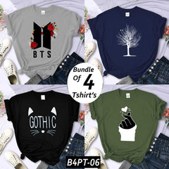 Bundle Of 4 Funky Printed R-Neck H-Sleeve Tshirt's For Her. B4PT-D6 Bundle Of 4 Funky Printed R-Neck H-Sleeve Tshirt's For Her. B4PT-D6