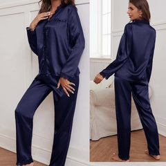 Imported Lace Style 2-Pcs Silk Nightsuit. D-7 Imported Lace Style 2-Pcs Silk Nightsuit. D-7