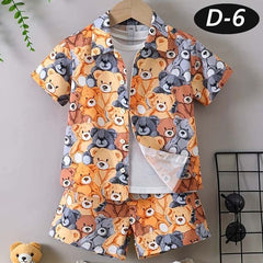 Brown Panda Style All-Over 3D Printed 2-Pcs Summer Suit For Kids. D-6 Brown Panda Style All-Over 3D Printed 2-Pcs Summer Suit For Kids. D-6