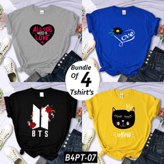 Bundle Of 4 Funky Printed R-Neck H-Sleeve Tshirt's For Her. B4PT-D7 Bundle Of 4 Funky Printed R-Neck H-Sleeve Tshirt's For Her. B4PT-D7
