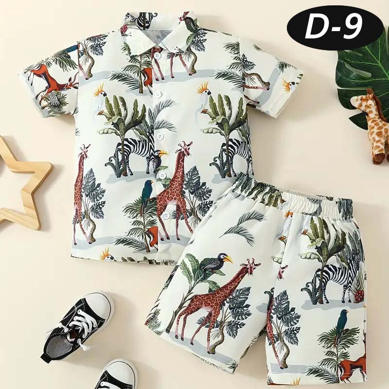 Giraffe Style All-Over 3D Printed 2-Pcs Summer Suit For Kids. D-9