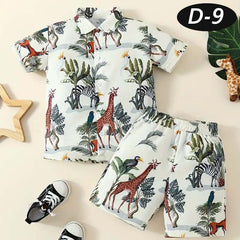 Giraffe Style All-Over 3D Printed 2-Pcs Summer Suit For Kids. D-9 Giraffe Style All-Over 3D Printed 2-Pcs Summer Suit For Kids. D-9