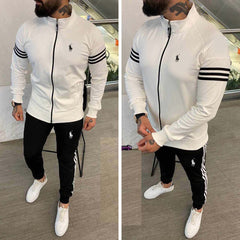 White & Black Stripe Jacket Style 2-Pcs Premium Quality Winter Tracksuit D-17. White & Black Stripe Jacket Style 2-Pcs Premium Quality Winter Tracksuit D-17.