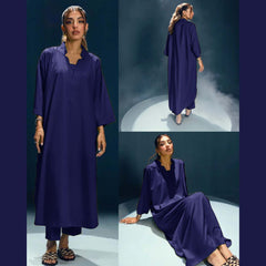 Long Length Cross Neck Style 2-Pcs Stiched Suit. Long Length Cross Neck Style 2-Pcs Stiched Suit.