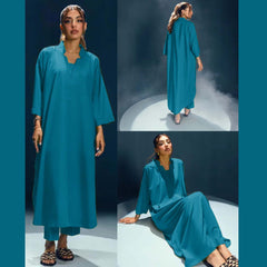 Long Length Cross Neck Style 2-Pcs Stiched Suit. Long Length Cross Neck Style 2-Pcs Stiched Suit.