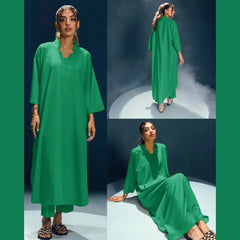 Long Length Cross Neck Style 2-Pcs Stiched Suit. Long Length Cross Neck Style 2-Pcs Stiched Suit.