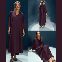 Long Length Cross Neck Style 2-Pcs Stiched Suit. Long Length Cross Neck Style 2-Pcs Stiched Suit.