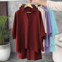 Batwing V-Collar Style Turkish 2-Pcs Stiched Co-Ord Set. Batwing V-Collar Style Turkish 2-Pcs Stiched Co-Ord Set.