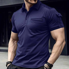 Navy-Blue Collar Sleeves Pocket Style Designer Summer Tshirt MSDTS-09 Navy-Blue Collar Sleeves Pocket Style Designer Summer Tshirt MSDTS-09