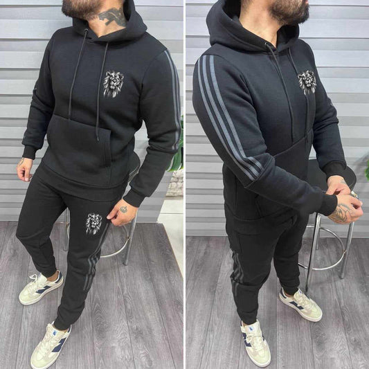 GL Stripe Pull-Over Hoodie Style 2-Pcs Premium Quality Winter Tracksuit. MWTS-503