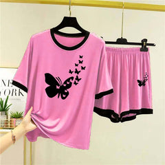 Contrast-Tape Short Style Printed 2-Pcs Summer Launge & Night Wear Suit. WLW-04 Contrast-Tape Short Style Printed 2-Pcs Summer Launge & Night Wear Suit. WLW-04