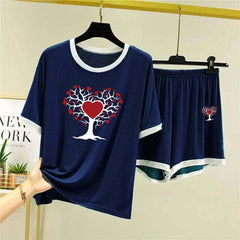 Contrast-Tape Short Style Printed 2-Pcs Summer Launge & Night Wear Suit. WLW-04 Contrast-Tape Short Style Printed 2-Pcs Summer Launge & Night Wear Suit. WLW-04