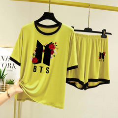 Contrast-Tape Short Style Printed 2-Pcs Summer Launge & Night Wear Suit. WLW-04 Contrast-Tape Short Style Printed 2-Pcs Summer Launge & Night Wear Suit. WLW-04