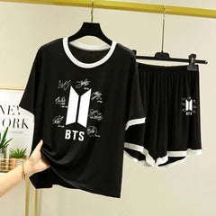 Contrast-Tape Short Style Printed 2-Pcs Summer Launge & Night Wear Suit. WLW-04 Contrast-Tape Short Style Printed 2-Pcs Summer Launge & Night Wear Suit. WLW-04