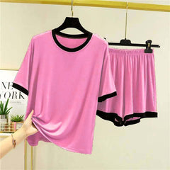 Contrast-Tape Short Style 2-Pcs Summer Launge & Night Wear Suit. WLW-04 Contrast-Tape Short Style 2-Pcs Summer Launge & Night Wear Suit. WLW-04