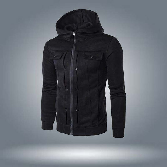 Ripped Style Hooded Winter Zipper Jacket.