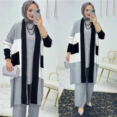 Turkish Patch-Work Gown Style 3-Pcs Winter Co-Ord Set. WWTS-11 Turkish Patch-Work Gown Style 3-Pcs Winter Co-Ord Set. WWTS-11