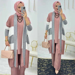 Turkish Patch-Work Gown Style 3-Pcs Winter Co-Ord Set. WWTS-11 Turkish Patch-Work Gown Style 3-Pcs Winter Co-Ord Set. WWTS-11