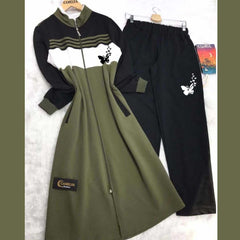 Butterfly Printed Long Front Stripe Style Patch-Work 2-Pcs Winter Zipper Co-Ord Set. WWTS-12 Butterfly Printed Long Front Stripe Style Patch-Work 2-Pcs Winter Zipper Co-Ord Set. WWTS-12